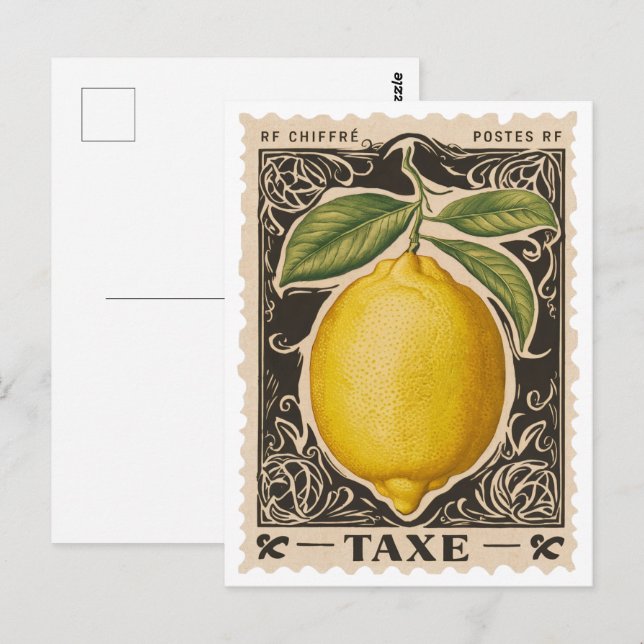 Vintag Lemon Botanisches Obst Postkarte (Vorne/Hinten)