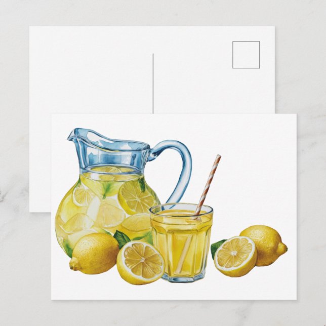 Vintag Lemon Botanisches Obst Postkarte (Vorne/Hinten)