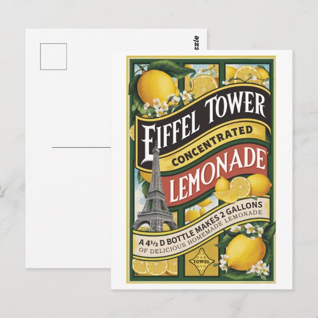 Vintag Lemon Botanisches Obst Postkarte (Vorne/Hinten)