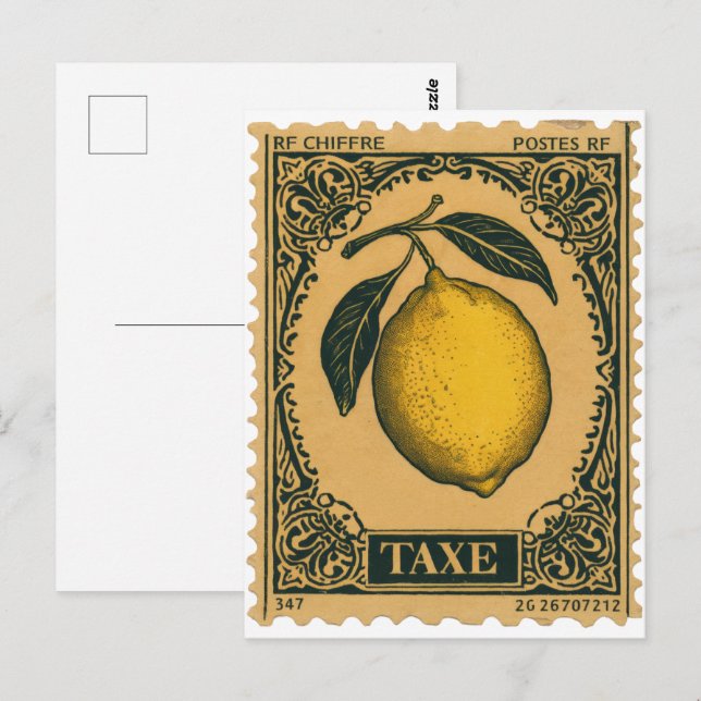Vintag Lemon Botanisches Obst Postkarte (Vorne/Hinten)