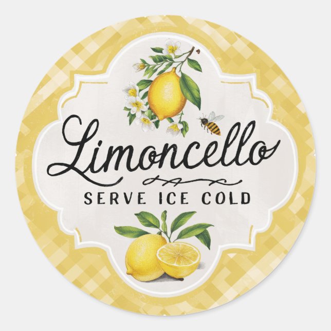 Vintag Lemon Runder Aufkleber (Vorderseite)