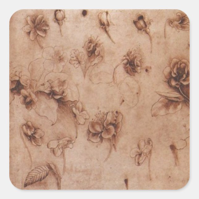 Vintag Leonardi Da Vinci Blume Sticker (Vorderseite)