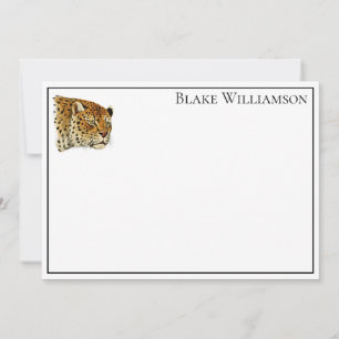 Vintag Leopard Cheetah Gepunktet Cat Head Mitteilungskarte