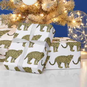 Vintag Leopard Cheetah Gepunktete Katze Zeichnend Geschenkpapier