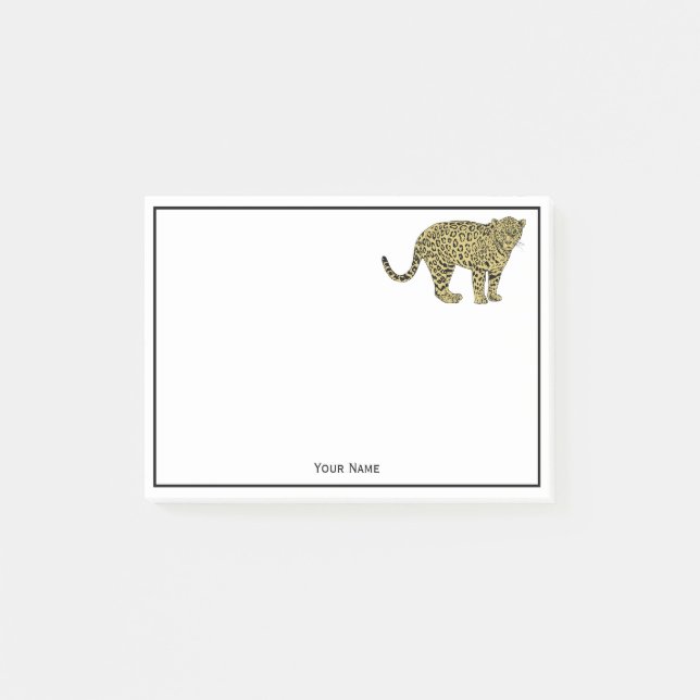 Vintag Leopard Cheetah Gepunktete Katze Zeichnend Post-it Klebezettel (Vorderseite)