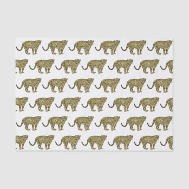 Vintag Leopard Cheetah Gepunktete Katze Zeichnend Seidenpapier (Vorderseite)