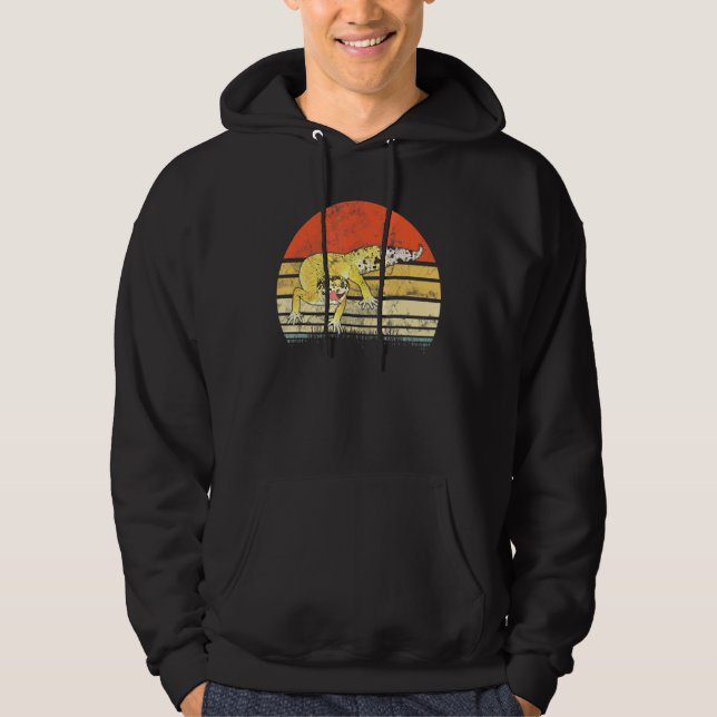 Vintag Leopard Gecko Retro Sunset Lizard Reptile Hoodie (Vorderseite)