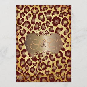 Vintag Leopard + Perlhühner Wirbel Hochzeitsfeiern Einladung