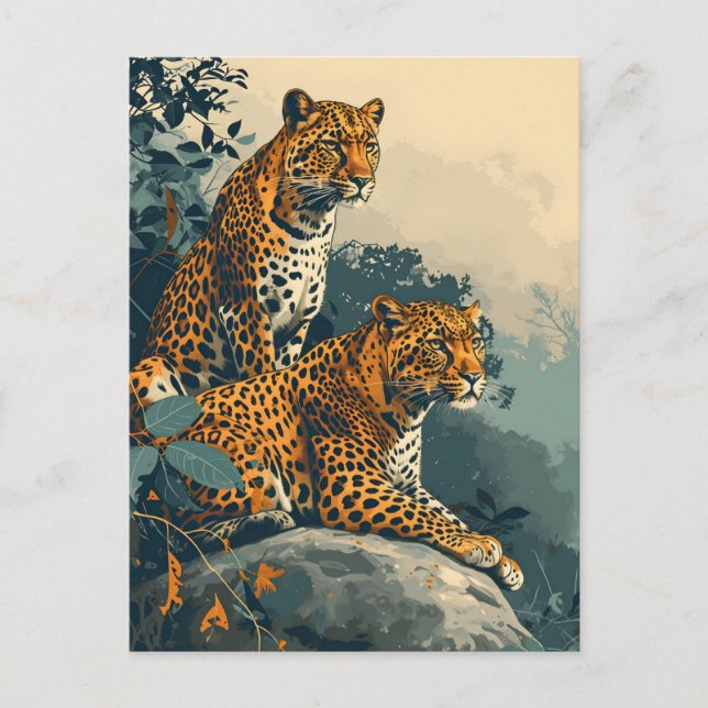 Vintag Leopard Postkarte (Vorderseite)