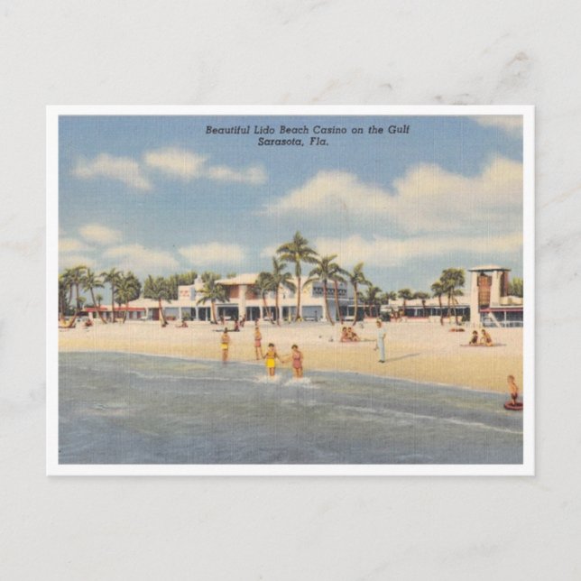 Vintag Lido Beach Sarasota Florida Postkarte (Vorderseite)