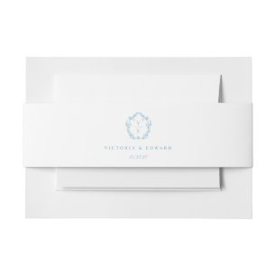 Vintag Light Blue Wappen Monogram Wedding Einladungsbanderole