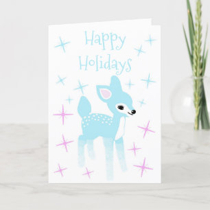 Vintag Light Sky Blue Deer Custom Christmas Karte