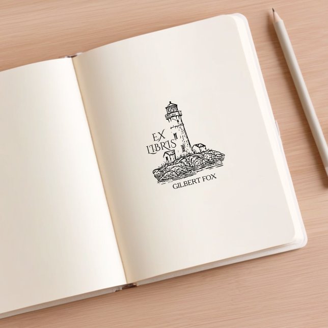 Vintag Lighthouse Ex Libris Library Gummistempel (Von Creator hochgeladen)