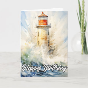 Vintag Lighthouse Happy Birthday Karte