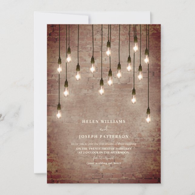 Vintag Lights Industrial Brick Livestream Virtual Einladung (Vorderseite)