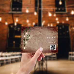 Vintag Lights Industrial Wedding QR RSVP Card