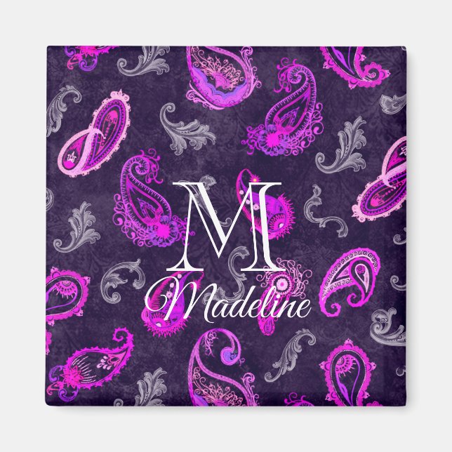 Vintag Lila Paisley Magnet (Vorne)