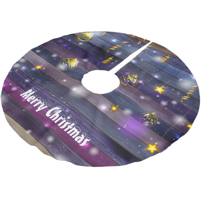 Vintag Lila Polyester Weihnachtsbaumdecke (Schrägansicht)