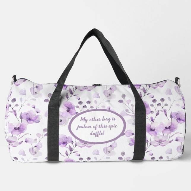 Vintag Lilac Blume Muster Duffle Bag (Vorderseite)