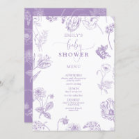 Vintag Lilac Lavender Floral Script Baby Dusche