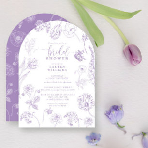 Vintag Lilac Lavender Floral Script Brautparty Einladung