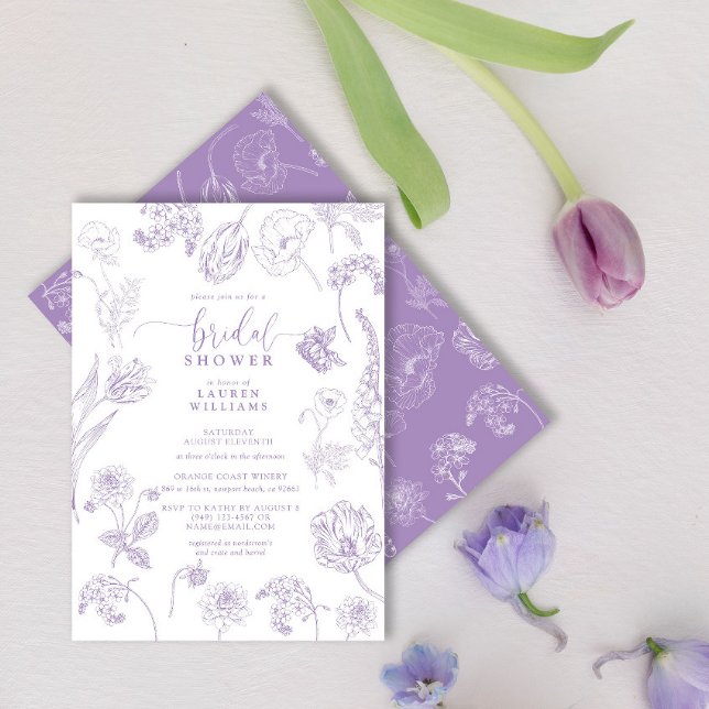 Vintag Lilac Lavender Floral Script Brautparty Einladung (Von Creator hochgeladen)