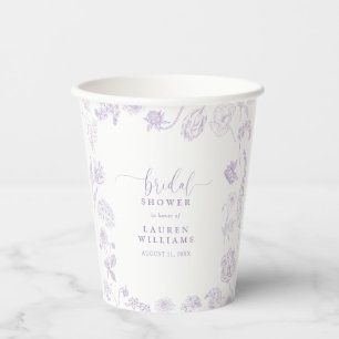 Vintag Lilac Lavender Floral Script Brautparty Pappbecher