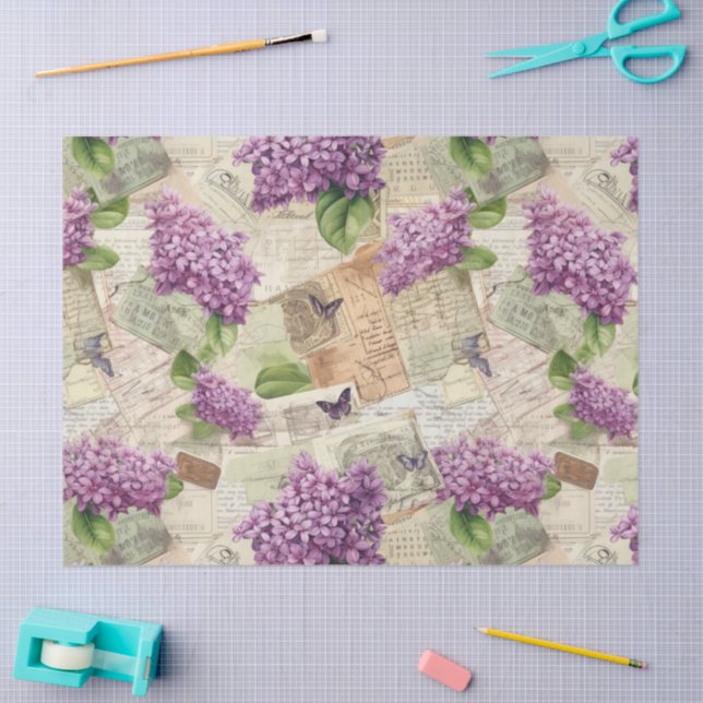 Vintag Lilac Pattern Seidenpapier (Basteln)