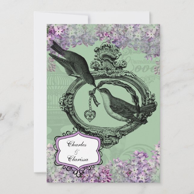 Vintag Lilacs Locket 12x18 Einladung (Vorderseite)