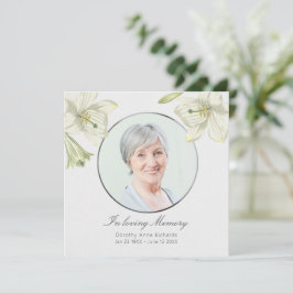 Vintag Lilies Light Silver Beileid Memorial Karte