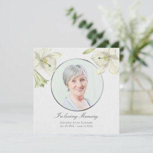 Vintag Lilies Light Silver Beileid Memorial Karte