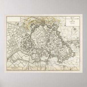 Vintag Lille France Map (1708) Poster