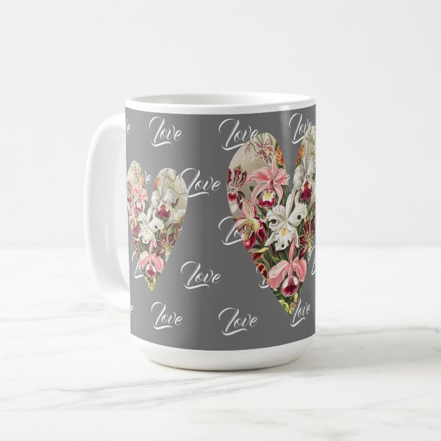 Vintag Lily Floral Hearts Liebe Tasse Cup (Vorderseite Links)