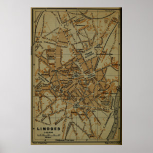 Vintag Limoges France Map (1895) Poster