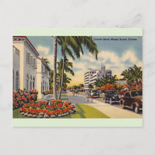 Vintag Lincoln Road Miami Beach Florida Postcard Postkarte