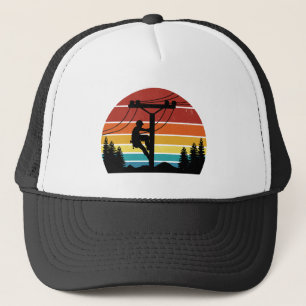 Vintag Lineman Sunset Retro Trucker Hat Truckerkappe