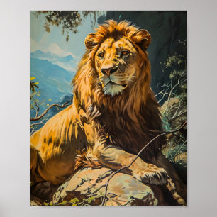 Vintag Lion Portrait Poster