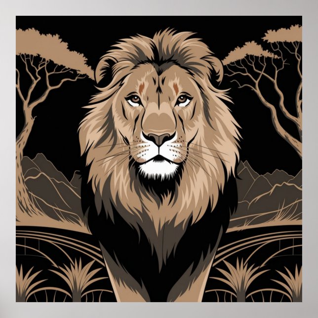 Vintag Lion Portrait Poster (Vorne)