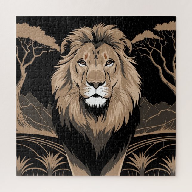 Vintag Lion Portrait Puzzle (Vertikal)