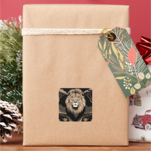 Vintag Lion Portrait Quadratischer Aufkleber