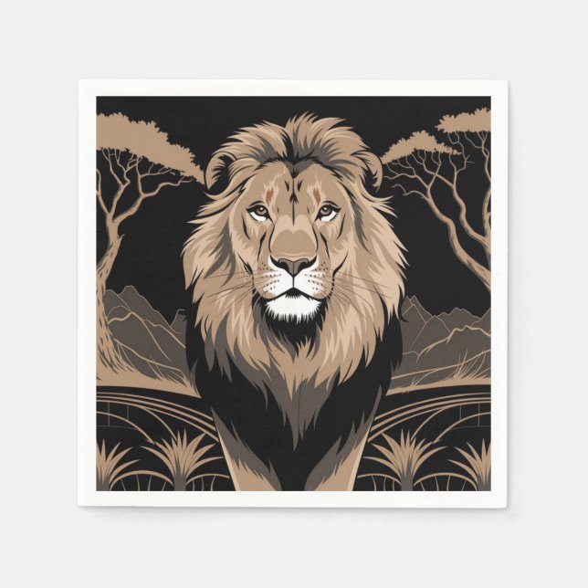 Vintag Lion Portrait Serviette (Vorderseite)
