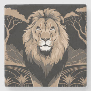 Vintag Lion Portrait Steinuntersetzer