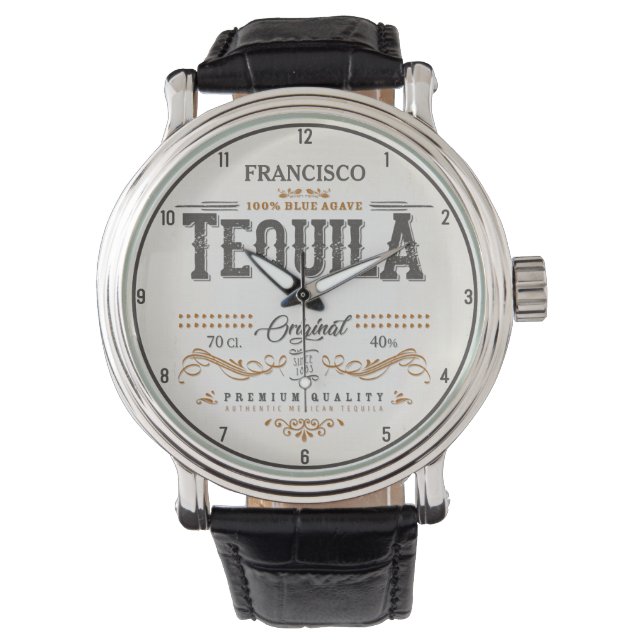 Vintag Liquor Personalisiert mexikanische Tequila  Armbanduhr (Vorderseite)