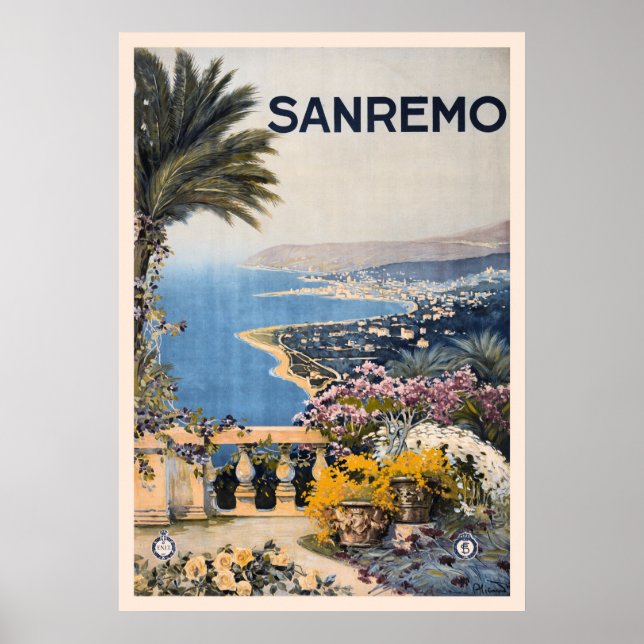 Vintag Litho Travel ad Sanremo Italien Poster (Vorne)