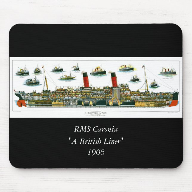 Vintag Lithograph British Ocean Liner RMS Caronia Mousepad (Vorne)