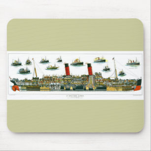Vintag Lithograph British Ocean Liner RMS Caronia Mousepad