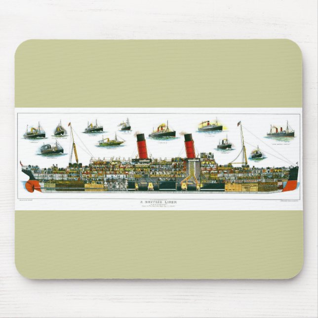 Vintag Lithograph British Ocean Liner RMS Caronia Mousepad (Vorne)