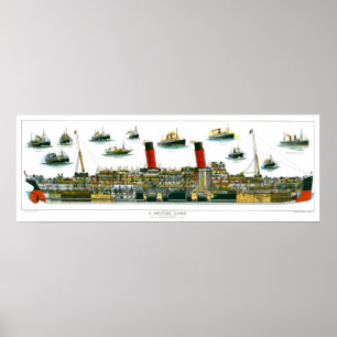 Vintag Lithograph British Ocean Liner RMS Caronia Poster