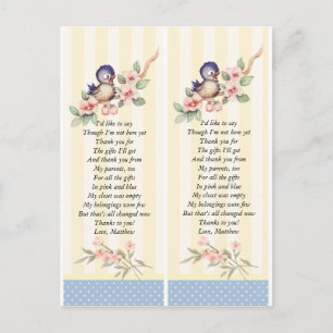 Vintag Little Bird Baby Dusche Custom Gevor Tag Postkarte