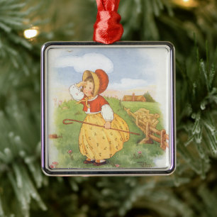 Vintag Little Bo Peep Mutter Gänse Kinderzimmer Rh Ornament Aus Metall